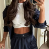Conjunto negro Chaqueta y pantalon ancho